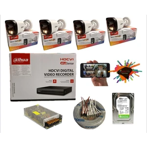 4 Kameralı Gece Renkli 8 Kanal Kayıt Cihazı 1tb HDD 0,50 Kablo Hd Kamera Seti
