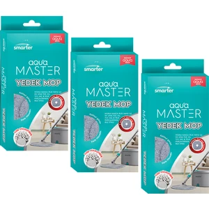 Aqua Master 3 Adet Yedek Mop Temiz & Kirli Suyu Ayırma Özelliği Otomatik Temizlik Seti Mop