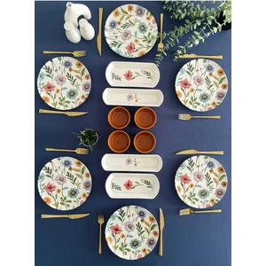 Flora Model 6 Kişilik 14 Parça Kahvaltı Takımı (Kahve)
