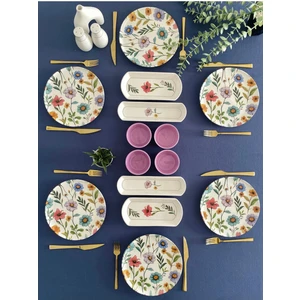 Flora Model 6 Kişilik 14 Parça Kahvaltı Takımı (Mor)
