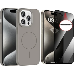 Apple iPhone 15 Pro Max Kılıf Magsafe Şarj Özellikli Zore Ruby Silikon Kapak + Hayalet Ekran Koruyucu