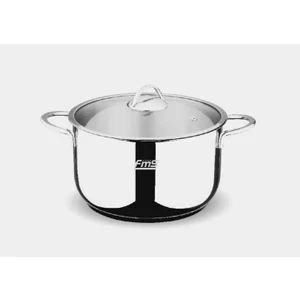 Ideal Derin Çelik Tencere 22 cm Metal Sap Cam Kapak