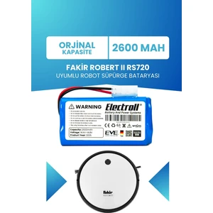 Fakir Robert Rs720 Uyumlu Batarya (ORJİNAL KAPASİTE) 2600mah Pil Robot Süpürge Batarya Değişimi