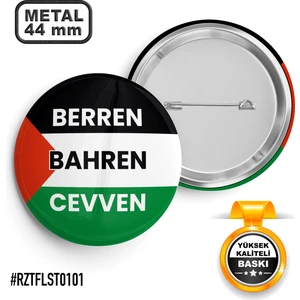 Sağlam Ajans Filistin Bayrak Berren Bahren Cevven Iğneli Rozet 44 mm