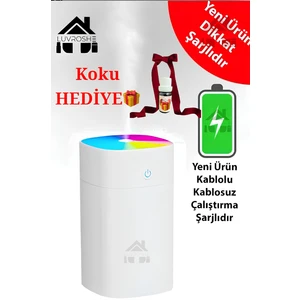 YENİ ŞARJLI KOKU HEDİYELİ H2O Şarjlı Humidifier 400 ml Ultrasonik Hava Nemlendirici Buhar Makinesi ve Aroma Difüzörü H2O