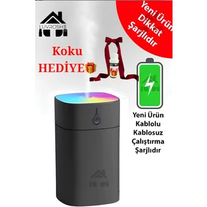 YENİ ŞARJLI  H2O Şarjlı Humidifier 400 ml Ultrasonik Hava Nemlendirici Buhar Makinesi ve Aroma Difüzörü H2O