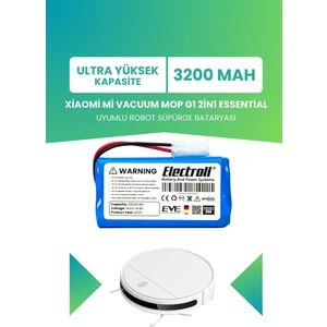 Xiaomi Vacuum Mop G1 2in1 Essential Batarya (ULTRA YÜKSEK KAPASİTE) 3200mah Robot Süpürge Pili MJSTG1