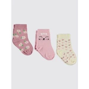 Civil Baby Kız Bebek 3'lü Çorap Set 6-18 Ay Pembe