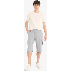 Slim Fit Dar Kesim Kargo Cepli Basic Düz Kapri Şort T4693AZ25SM