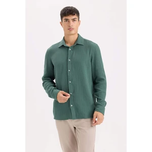 %100 Pamuk Regular Fit Polo Yaka Müslin Uzun Kollu Gömlek W7832AZ25SP