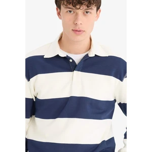 Relax Fit Polo Yaka Çizgili Kalın Sweatshirt D7478AX25SP