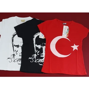 Atatürk ve Türk Bayrağı Baskılı Kız ve Erkek Çocuk T-Shirt 3'lü Paket