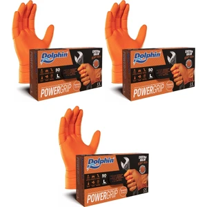 Powergrıp Ekstra Kalın Turuncu Nitril Eldiven (L) 50 Adet x 3 Paket