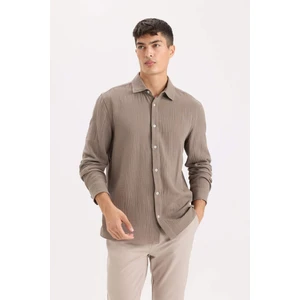 %100 Pamuk Regular Fit Polo Yaka Müslin Uzun Kollu Gömlek W7832AZ25SP