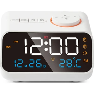 Geniş LED Ekranlı 0-100 Parlaklık Ayarlı Çift Alarm Fm Radyolu Dijital Çalar Saat (Yurt Dışından)