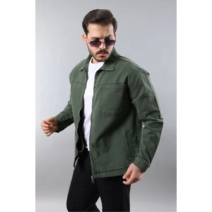 Little Cup Jeans Co Erkek Regular Fit Haki Spor Model Fermuarlı Kot Ceket