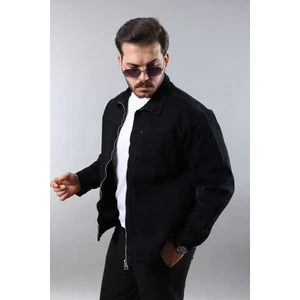 Little Cup Jeans Co Erkek Regular Fit Siyah Spor Model Fermuarlı Kot Ceket