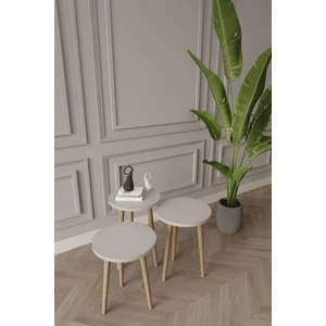 Wood Aria Zigon Sehpa, 3lü Zigon Sehpa, Ahşap Ayaklı Zigon Sehpa, Kahve Masası
