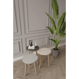 Wood Aria Zigon Sehpa, 3lü Zigon Sehpa, Ahşap Ayaklı Zigon Sehpa, Kahve Masası