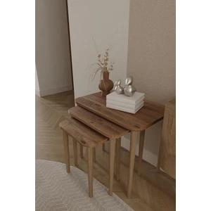 Wood Aria Kare Zigon Sehpa, 3lü Sehpa Seti, Zigon Sehpa,, Ahşap Ayaklı Zigon Sehpa