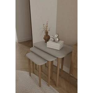 Wood Aria Kare Zigon Sehpa, 3lü Sehpa Seti, Zigon Sehpa,, Ahşap Ayaklı Zigon Sehpa