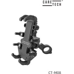 CARETECH CT-M08 Telefon Tutucu Titreşim Önleyici Motosiklet Gidon Ayna Montajlı 8 Pençeli Siyah Su geçirmez