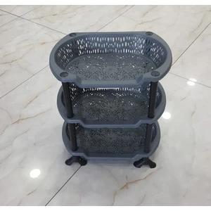 3 Katlı Plastik Dikdörtgen Sebzelik / Çok Amaçlı Raf