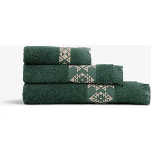 Green Black Hereke 3'lü Havlu Seti Yeşil