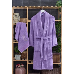 Mira Home Kadın Havlulu Banyo Bornoz Takımı Lavanta %100 Pamuklu