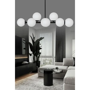 ŞL Şef Light Luxury Modern Tasarım Siyah 10'lü Beyaz Glop Camlı Avize