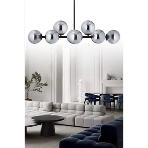 ŞL Şef Light Luxury Modern Tasarım Siyah 10'lü Füme Glop Camlı Avize