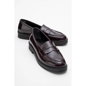 Pline Bordo Rugan Deri Kadın Loafer Ayakkabı