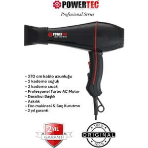 TR-601 Profesyonel Fön Makinesi 2500watt Performans