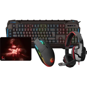 KB-R63 Stage Makrolu Klavye Sn-R9 Kulaklık  R63 Rgb Mouse + Mousepad 4lü Oyuncu Seti