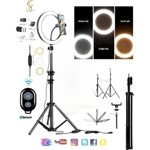 120 LED Ring Lıght Influencer Youtuber Tiktok Telefon Tutucu Makyaj Işığı 10 Inç 2.1 mt Trıpod
