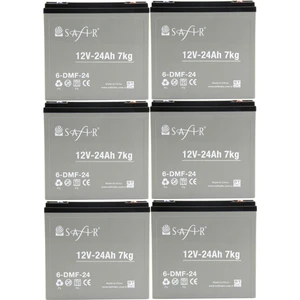 Safir 12 V - 24 Ah Grafen Jel Akü 6'lı Set Elektrikli Bisiklet Aküsü