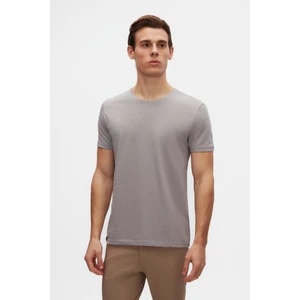 D'S Damat Slim Fit Gri Bisiklet Yaka  Pamuklu Nefes Alabilen T-Shirt