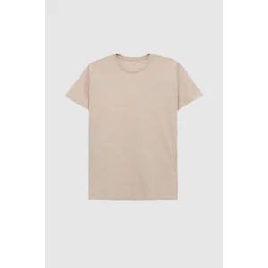 D'S Damat Slim Fit Bej Bisiklet Yaka  Pamuklu Nefes Alabilen T-Shirt 4HC141996753M