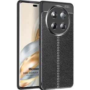 Honor Magic 7 Lite Kılıf Deri Dokulu Silikon Siyah