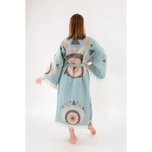 Befera Design Müslin Kimono %100 Pamuklu Göz Desenli Jakarlı Bornoz Kaftan Sabahlık