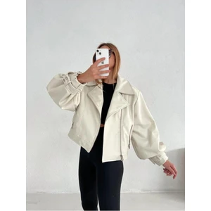 Suni Deri Geniş Kollu Bomber Ceket