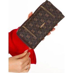 Kadın Deri Desenli Telefon Kağıt Para Bölmeli Kartlık ve Cüzdan TUL560 - Kahverengi