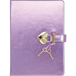 Victoria's Journals Hush Hush Kilitli Kutulu Metalik Çizgili Defter Lila 124-1912