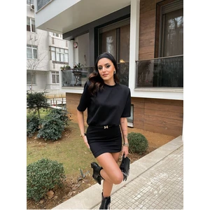 Kadın Siyah Likralı T-Shirt Elbise