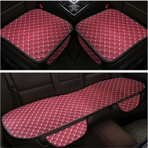 Tusba Market Kapitone Bordo Deri Oto Koltuk Minderi | Beyaz Nakışlı Araç Koltuk Koruyucu Araba Oturma Minderi