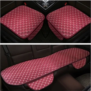 Tusba Market Kapitone Bordo Deri Oto Koltuk Minderi | Beyaz Nakışlı Araç Koltuk Koruyucu Araba Oturma Minderi