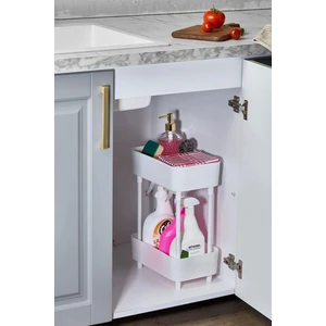 Düzenleyici 2 Katlı Beyaz Raf -Dolap Içi & Tezgah Üstü Banyo Deterjanlık Mutfak Evye Altı Organizer