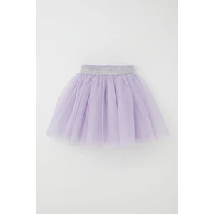 Kız Çocuk Tütü Etek Simli Beli Latikli 5-10 Yaş, Lila
