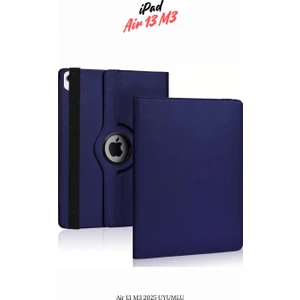 Apple iPad Air 13 M3 2025 Uyumlu 360° Yatay Dikey Dönebilen Deri Tablet Kılıfı