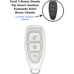 Ford Focus Smart Anahtar Kılıfı Beyaz Gümüş 2011-2020